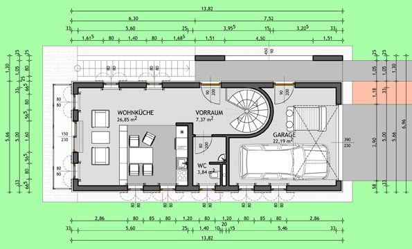 Typ B / Grundriss Erdgeschoss